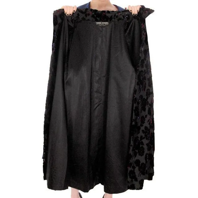 Vintage Fernande Desgranges France Burn-Out Velvet Evening Coat 1950s S-M