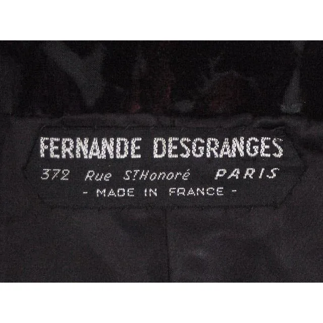 Vintage Fernande Desgranges France Burn-Out Velvet Evening Coat 1950s S-M