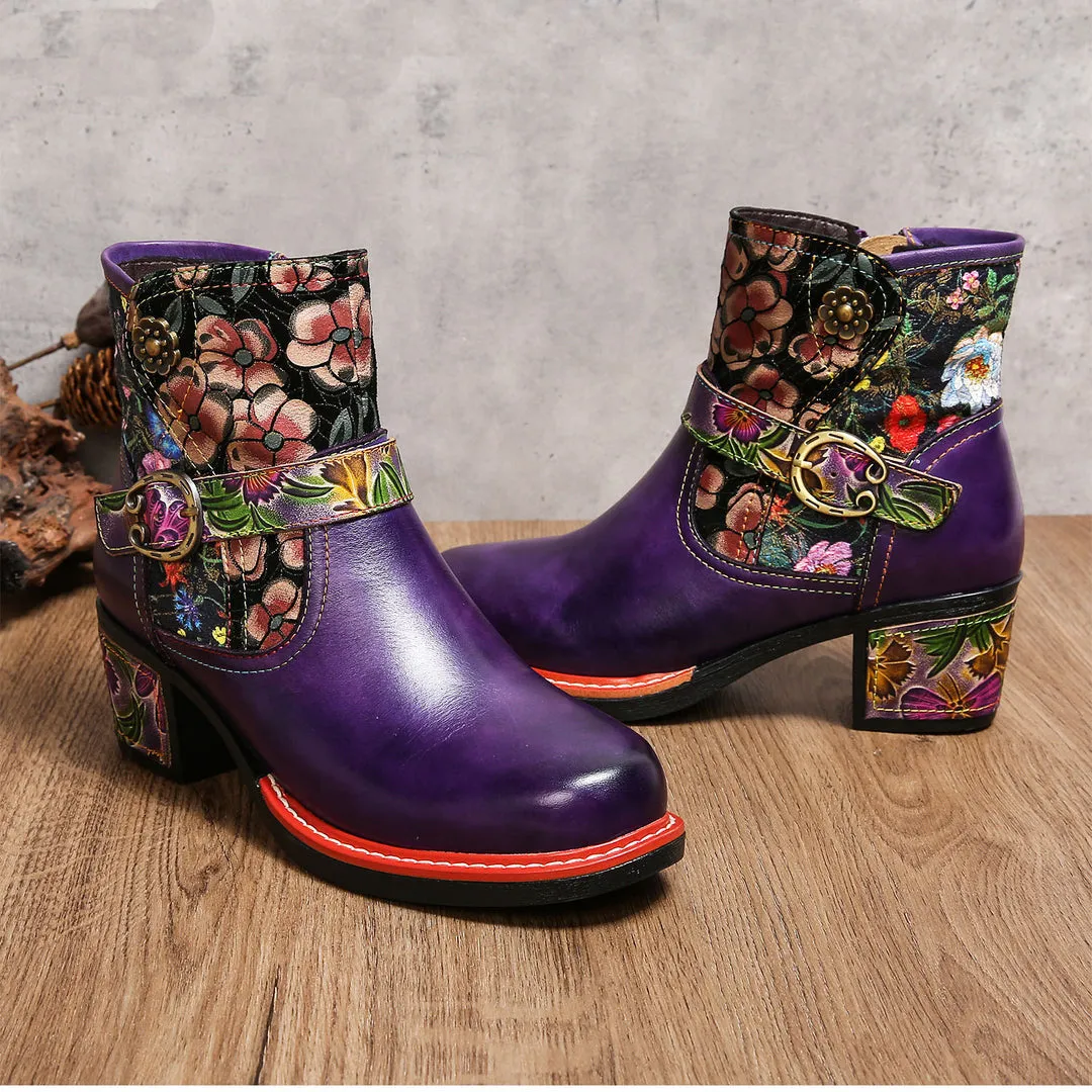 Vintage Handmade Comfort Chunky Heel Booties