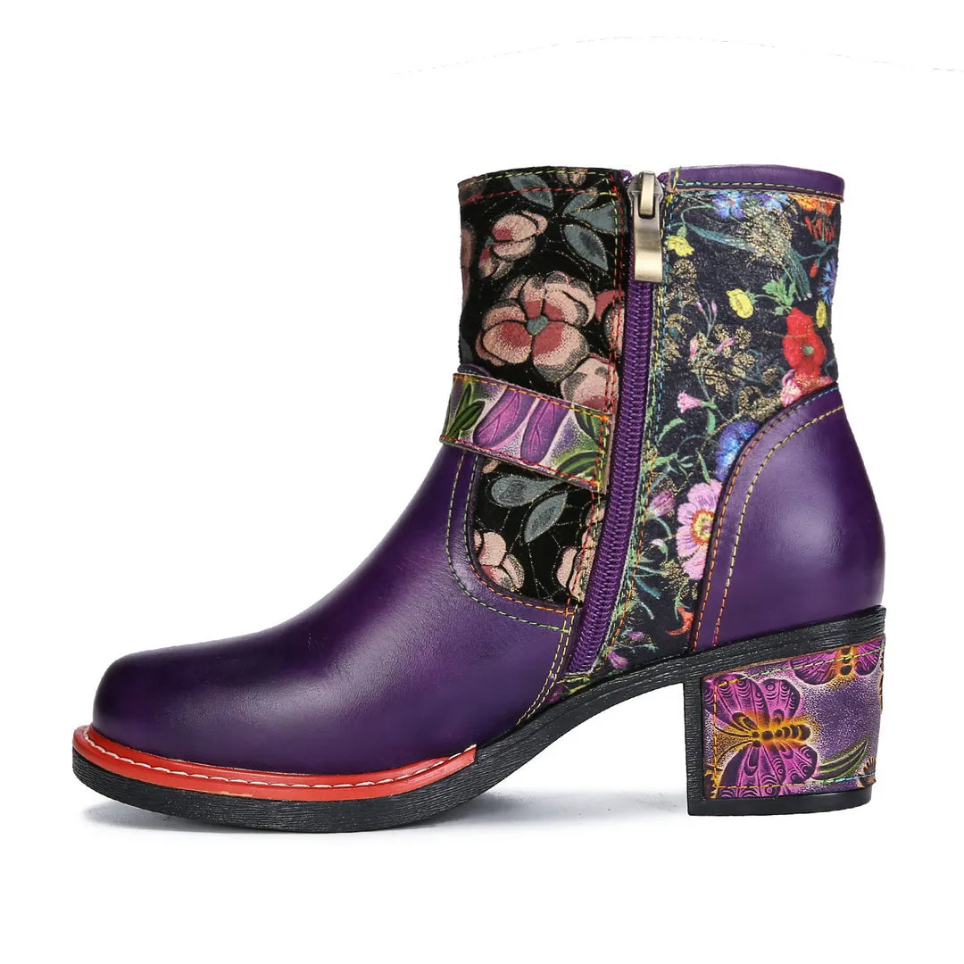 Vintage Handmade Comfort Chunky Heel Booties