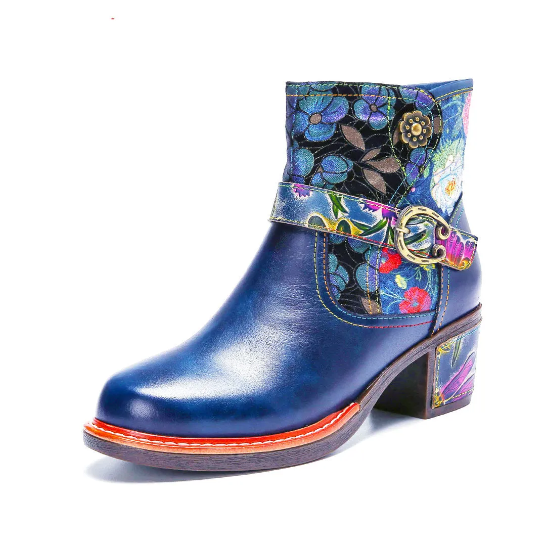 Vintage Handmade Comfort Chunky Heel Booties