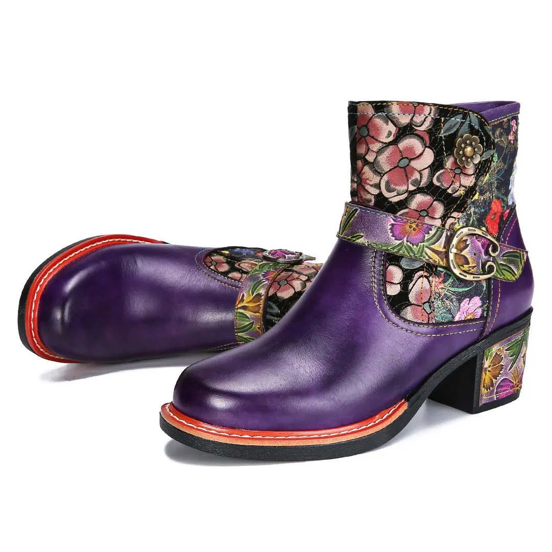 Vintage Handmade Comfort Chunky Heel Booties