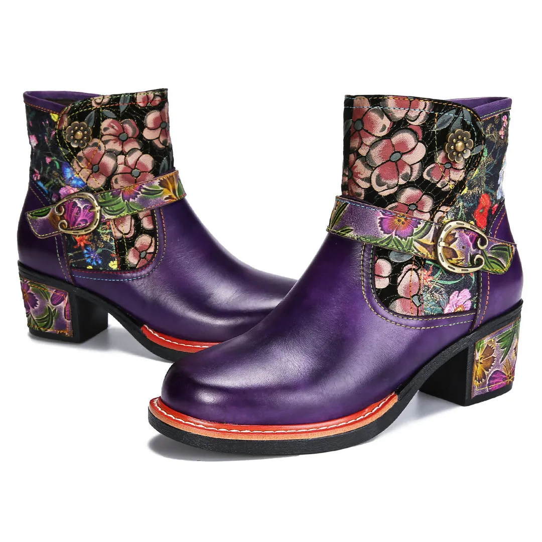 Vintage Handmade Comfort Chunky Heel Booties