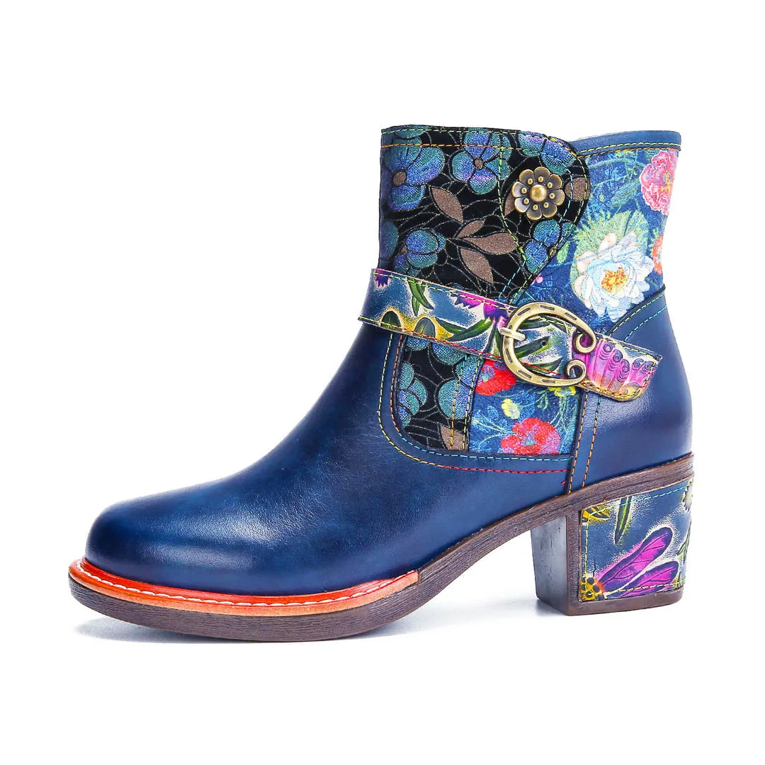 Vintage Handmade Comfort Chunky Heel Booties