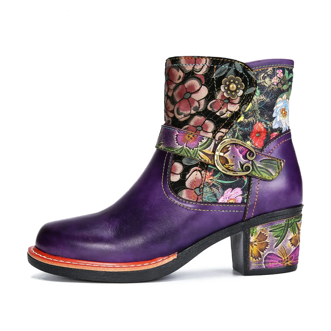 Vintage Handmade Comfort Chunky Heel Booties