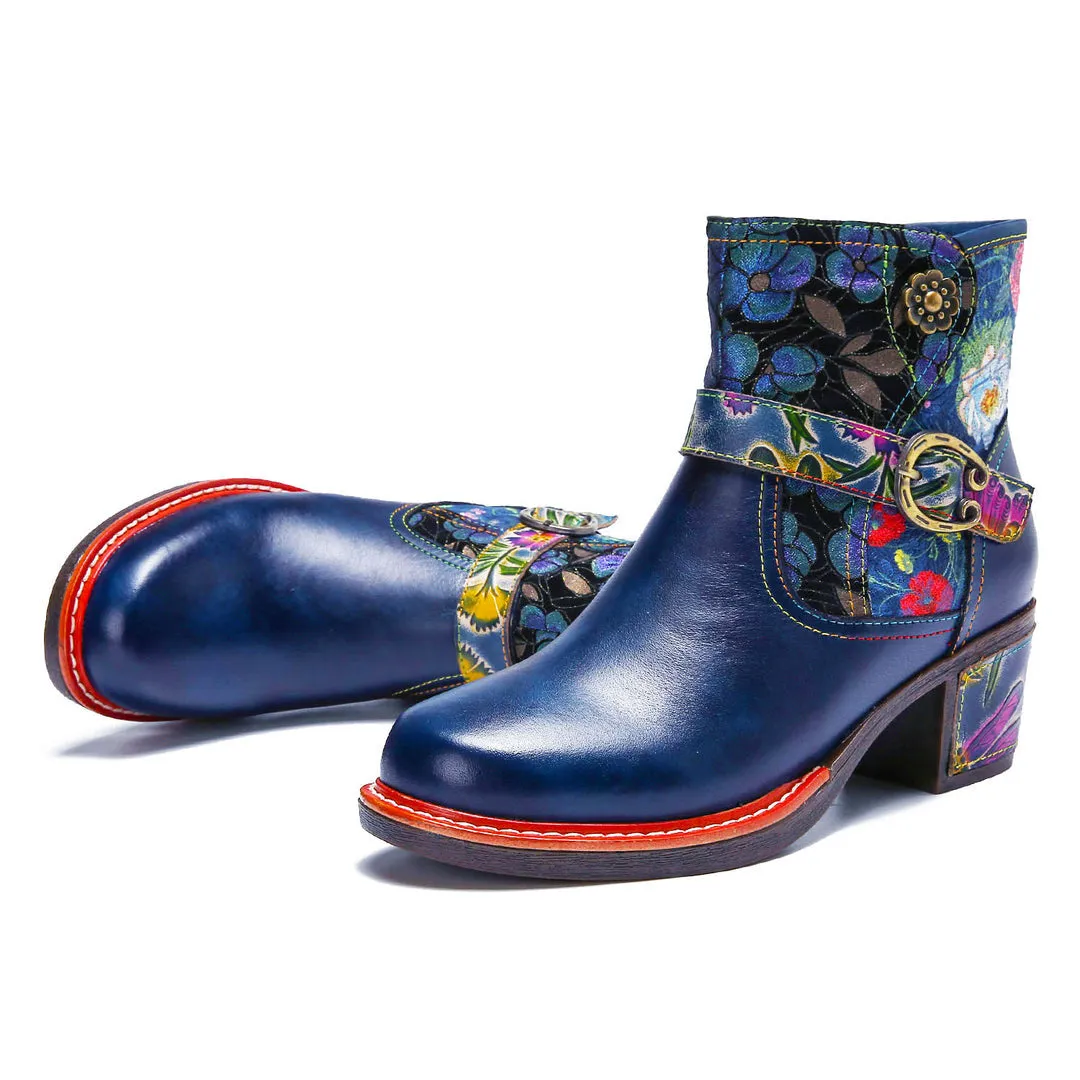 Vintage Handmade Comfort Chunky Heel Booties