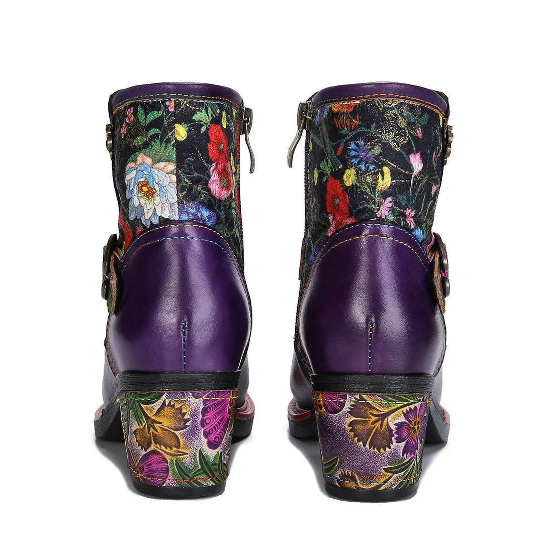 Vintage Handmade Comfort Chunky Heel Booties