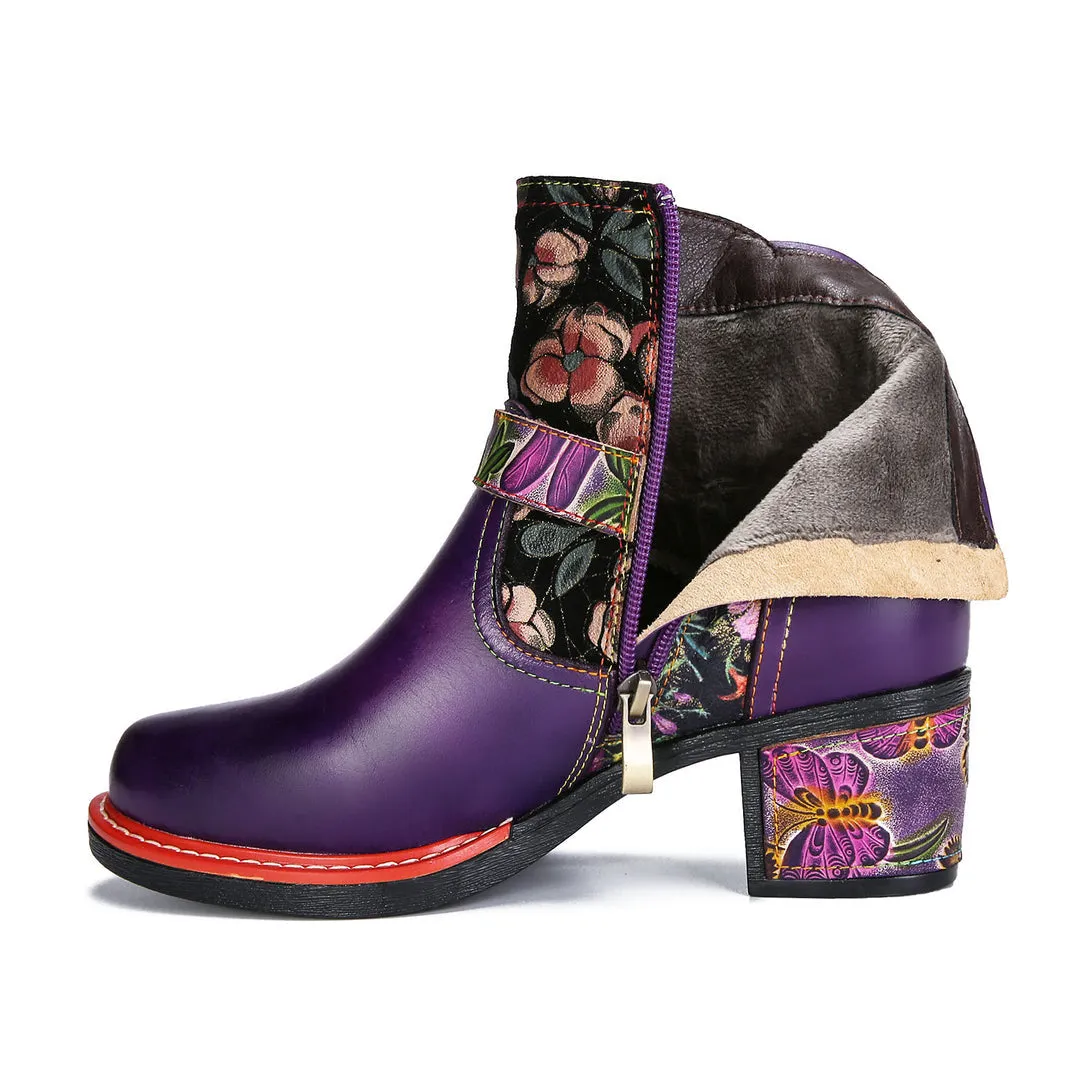 Vintage Handmade Comfort Chunky Heel Booties