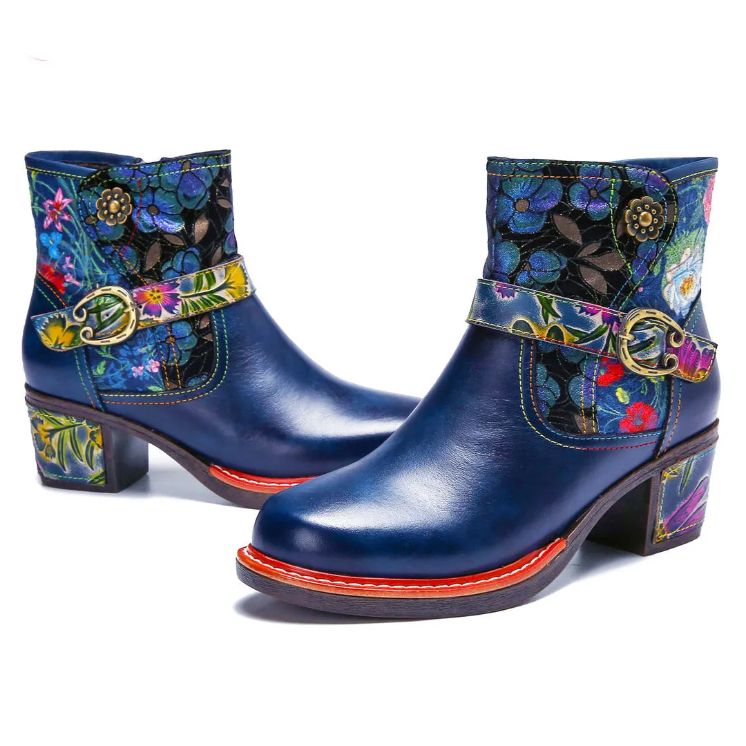 Vintage Handmade Comfort Chunky Heel Booties