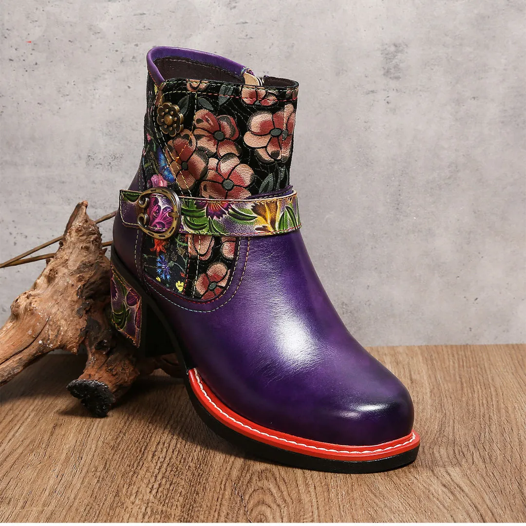 Vintage Handmade Comfort Chunky Heel Booties