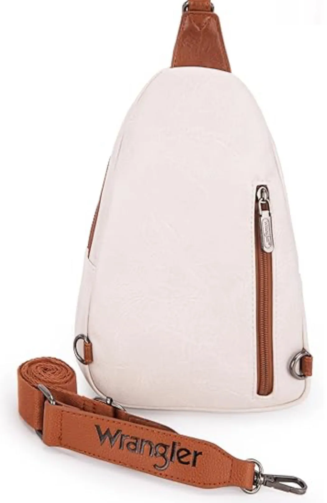 WG87-227 Wrangler Sling Bag/Crossbody/Chest Bag Dual Zippered Compartment - Beige-Brown